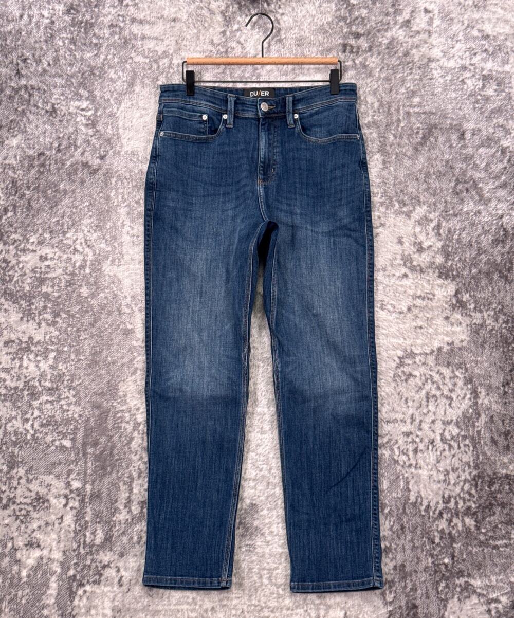 DU/ER L2X Athletic Straight Jeans 32 x 29 Mens Dark Wash Coolmax Denim